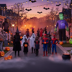 Spooky Halloween costumes and Halloween decorations