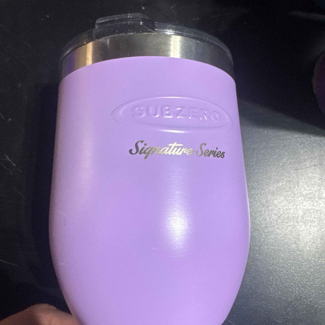 17 ounce light purple metal wine cup with lid subzero