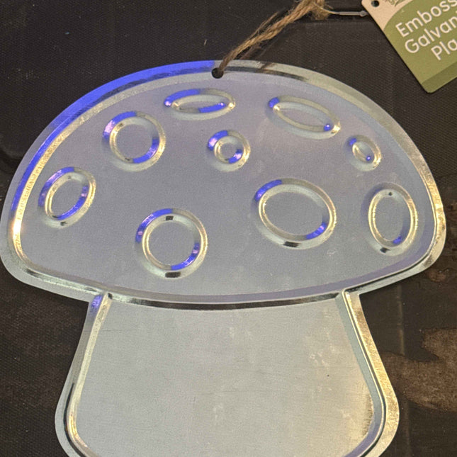Galvanized metal mushroom sign