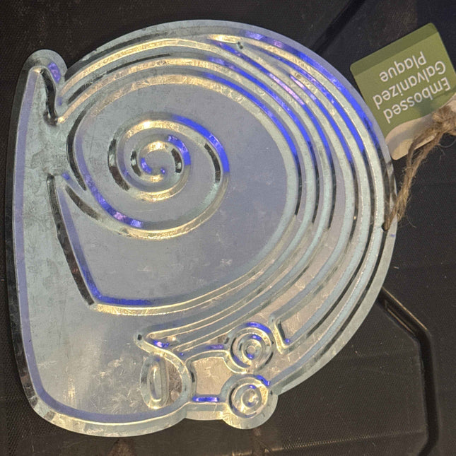 Galvanized, metal snail sign