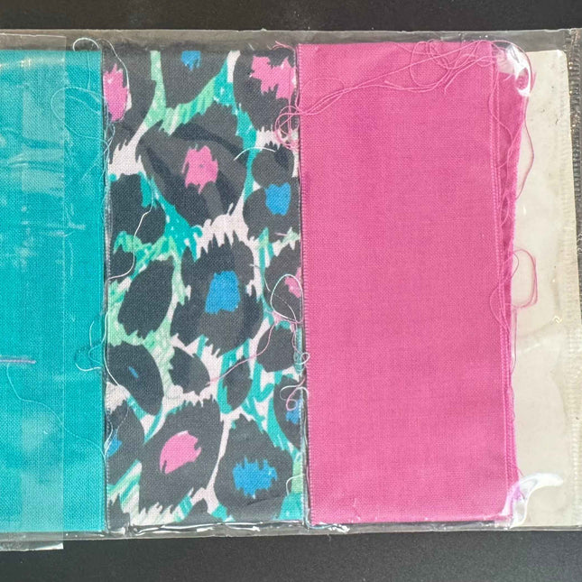 Blue Pink Cheetah Print Fabric Strip for Creative Projects