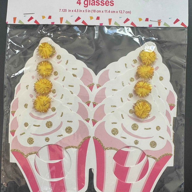 Pink cupcakes party glasses