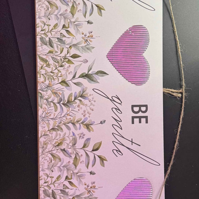 Greenbrier Wooden Sign Wall Art - Be Humble Be Gentle Be Kind with Leaves and Hearts 24'' x 7''