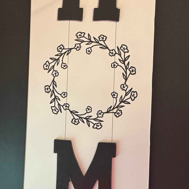 Greenbrier Rustic Welcome Home Sign with Black Plaid Bow and Wreath - 23.5" x 6" Decor