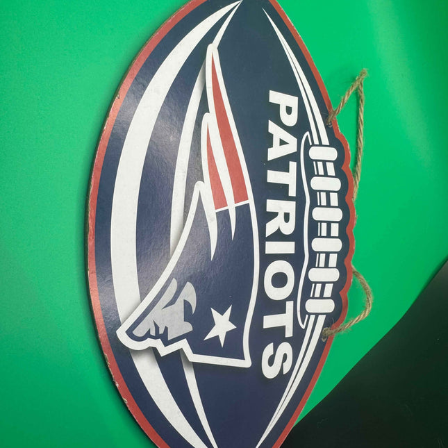 NFL Official New England Patriots 11-Inch Football Shaped Wall Decoration Sign - Perfect New England Patriots Wall Decoration