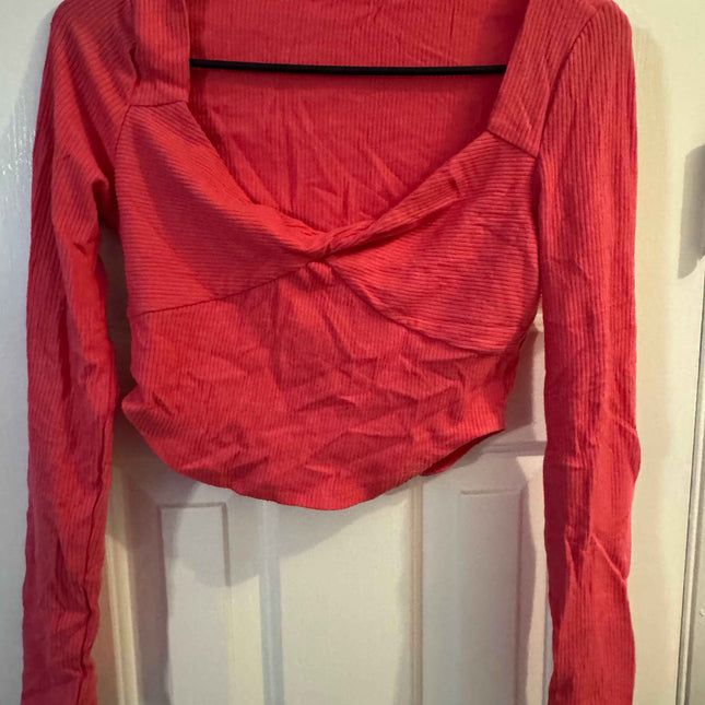 Girls Pink Long Sleeve Crop Top Shirt, Size 7