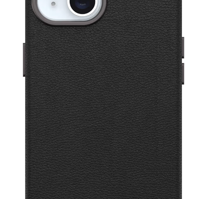 OtterBox iPhone 15 MagSafe Case - Symmetry Series Cactus Leather in Noir ASH (Black) with Ultra-Sleek Design and Raised Edges for Camera & Screen Protection