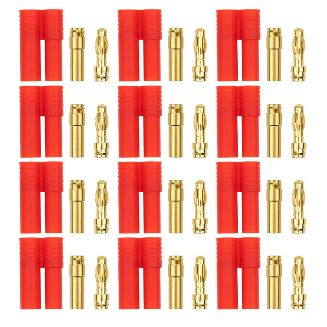 12 Pairs 4mm Gold-Plated Banana Plugs Bullet Connector (Unassembled) for RC Car, Boat, Helicopter, ESC, LiPo Battery, and Electric Motors