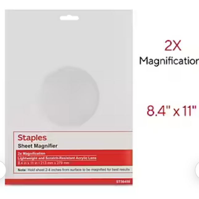 Staples 2x Sheet Magnifier (TR56459) - Enhance Your Viewing Experience with Staples Sheet Magnifier