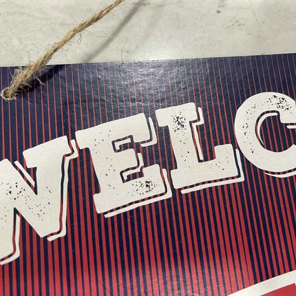 NFL Patriots Rustic Welcome Sign - New England Patriots Distressed 10' x 9" Wooden Home Decor